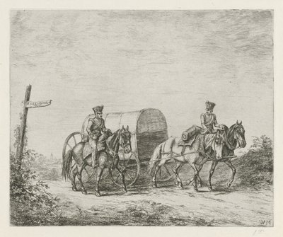 Two Soldiers on Horseback on the Road by Christiaan Wilhelmus Moorrees
