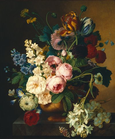 Bouquet of Flowers on a Marble Table by Christiaan van Pol