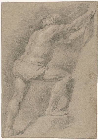 Study of a Naked Man with Raised Leg by Christiaen Gillisz. van Couwenberg (attributed to)
