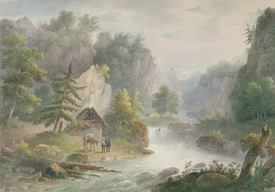 Mountainous Landscape with a Torrent, 1825 by Christian Brune