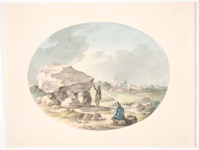 Dolmen Outside a Village with a Church by Christian David Gebauer