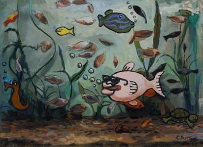 Big Pink Fish in Fishy World 1988 by Christian Furr