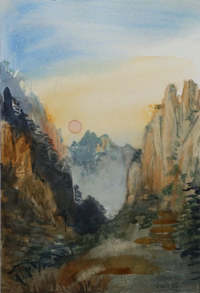 Pink Sun - Yellow Mountains by Christian Furr