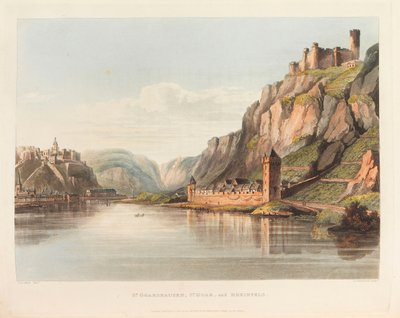 St. Goarshausen, St. Goar and Rheinfels. From: A Picturesque Tour along the Rhine by Christian Georg Schütz the Younger