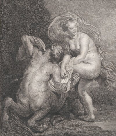 Deianeira receiving the poisoned tunic from Nessus, and the wounded centaur falling by Christian Gottfried Schulze
