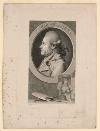 Portrait of Daniele Chodoiecki, Frontispiece for "Neue Bibliothek der schönen Wissenschaften," Leipzig, Germany, 1780 by Christian Gottlieb Geyser