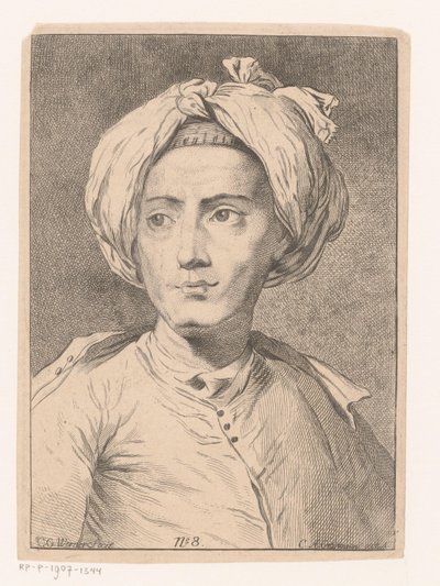 Portrait of a Man, Possibly a Self-Portrait of Christian Gottlieb Werner by Christian Gottlieb Werner (prentmaker)