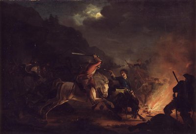 Skirmish at Night between Norwegian and Swedish Cavalry by Christian Holm