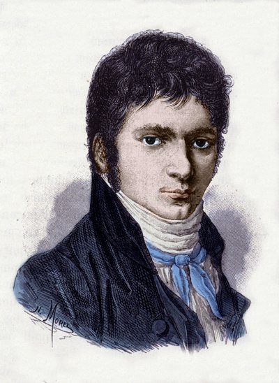 Ludwig van Beethoven, German musician, in 1802 (engraving by Morel from a miniature by Horneman) by Christian Hornemann