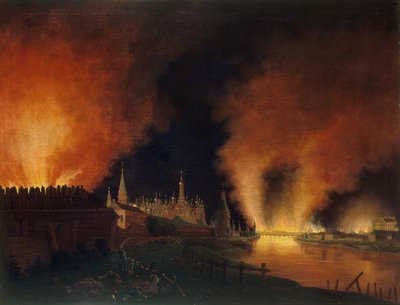Fire of Moscow on 15th September 1812: The French in Moscow by Christian Johann Oldendorp