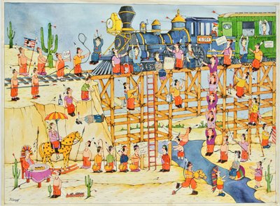 Indian Attack on a Train by Christian Kaempf