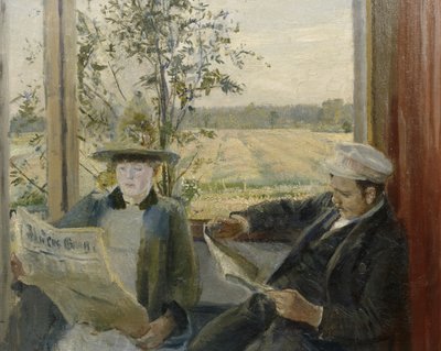 Oda Krohg Reading Verdens Gang by Christian Krohg