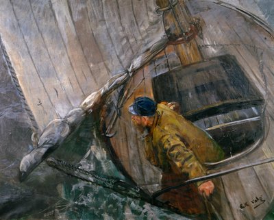 Sailing with Reef Sails by Christian Krohg