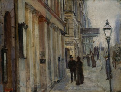 The Corner of Karl Johan Street and Dronningen Street by Christian Krohg