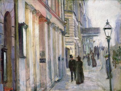 The Corner of Karl Johan and Dronningens Street by Christian Krohg