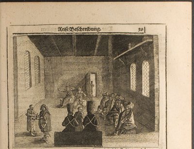 Ambassadorial Prikaz Posolsky Prikaz in Muscovy Illustration from Travels to the Great Duke of M by Christian Lorenzen Rothgiesser