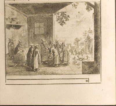 Court Oath Ceremony Illustration from Travels to the Great Duke of Muscovy and the King of Persia by Christian Lorenzen Rothgiesser