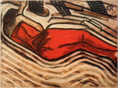 Sleeping in Red (Reclining Female Nude, Sleeping) by Christian Rohlfs