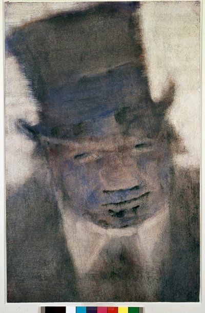 The Man with the Top Hat (Painting with Gouache and Pencil by Christian Rohlfs) by Christian Rohlfs