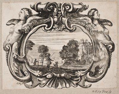 Emblem with Man Teaching a Dog Tricks by Christian Rothgiesser