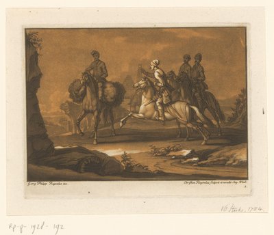 Three Cavalrymen Stopping a Traveler by Christian Rugendas