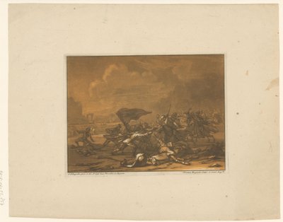 Battle Between Riders and Foot Soldiers by Christian Rugendas