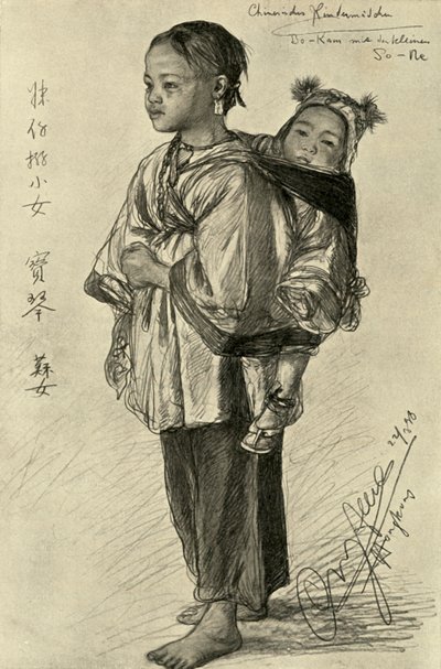 Bo-Kam and So-Ne - Chinese girls, Hong Kong, 1898 by Christian Wilhelm Allers