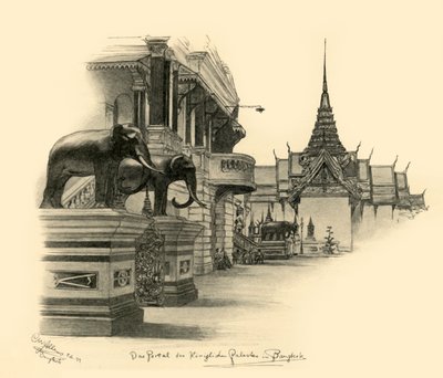 Entrance to the royal palace in Bangkok, Siam, 1898 by Christian Wilhelm Allers