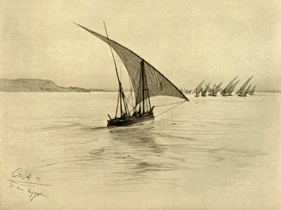 Feluccas on the River Nile, Cairo, Egypt by Christian Wilhelm Allers