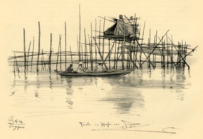 House on Stilts and Fishermen in Singapore Harbour, 1898 by Christian Wilhelm Allers