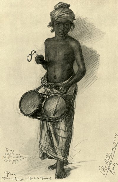 Pina - Drummer Boy in a Buddhist Temple, Kandy, Ceylon, 1898 by Christian Wilhelm Allers