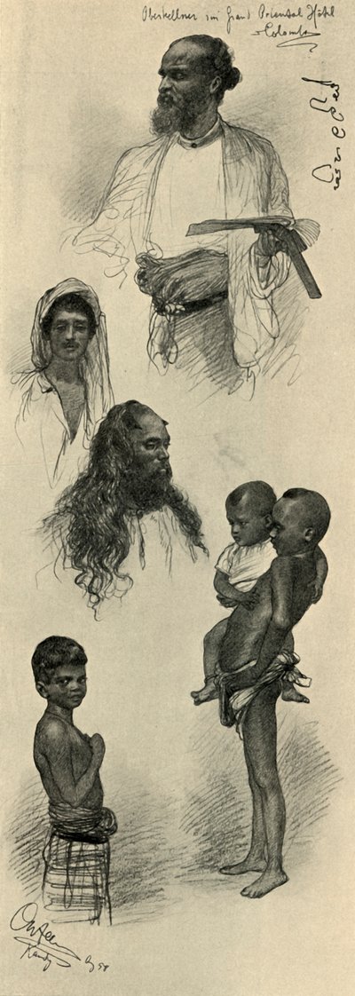 Studies of people, Ceylon, 1898 by Christian Wilhelm Allers