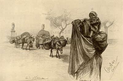Woman and Child Near the Kobri el Gezira Bridge, Cairo by Christian Wilhelm Allers