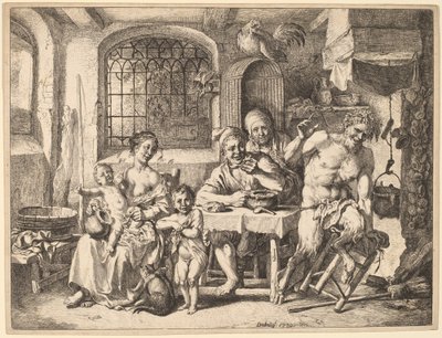 A Satyr Visiting a Peasant Family by Christian Wilhelm Ernst Dietrich