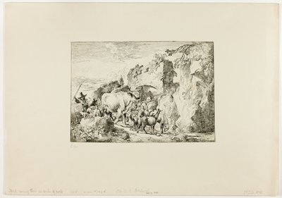 Herd Coming through an Arch of Rock by Christian Wilhelm Ernst Dietrich