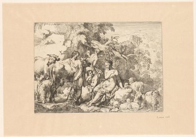 Shepherd with Flock and Four Muses by Christian Wilhelm Ernst Dietrich