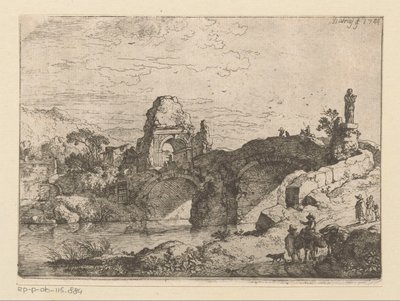Landscape with the Ruin of a Gate Next to a Dilapidated Bridge by Christian Wilhelm Ernst Dietrich