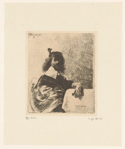 Man with glasses in hand by Christian Wilhelm Ernst Dietrich