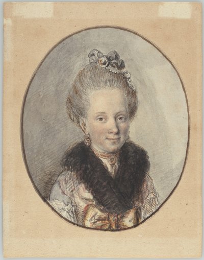 Portrait of a Young Woman with a Fur Collar by Christian Wilhelm Ernst Dietrich