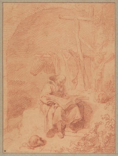 Saint Francis Reading by Christian Wilhelm Ernst Dietrich