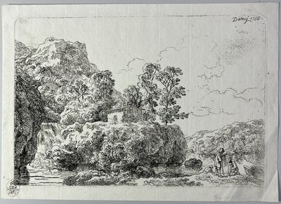 The Hut on a Rock Near a Stream by Christian Wilhelm Ernst Dietrich