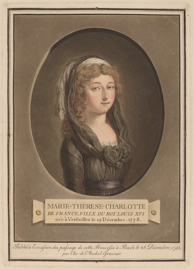 Marie-Thérèse-Charlotte, Duchess of Angoulême by Christian von Mechel after Antoine François Sergent