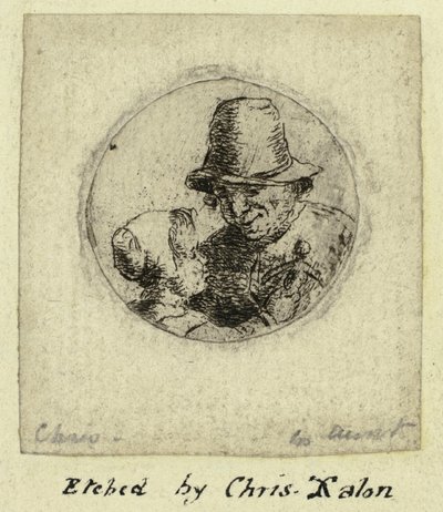 Medallion of Man and Young Girl with Doll by Christina Chalon