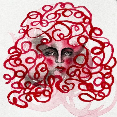 Crimson Curls Portrait by Christina Misuro