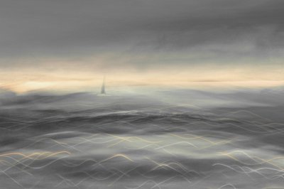 Misty Ocean Sailboat by Christina Sillen