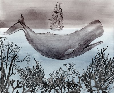 Deep Ocean Whale Ship by Christine Lindstrom