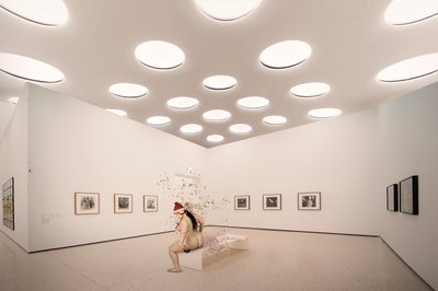 A Nude Santa in an Art Gallery by Christine von Diepenbroek