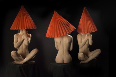 Mysterious Red Umbrellas by Christine von Diepenbroek