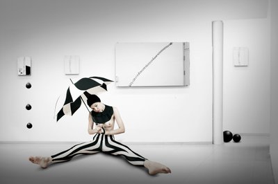 Striped Figure With Umbrella by Christine von Diepenbroek