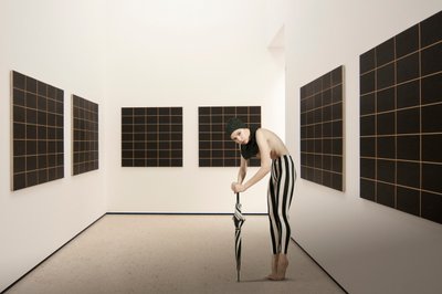Striped Figure in Gallery by Christine von Diepenbroek